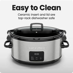Chefman 7-Qt. Programmable Slow Cooker with Locking Lid
