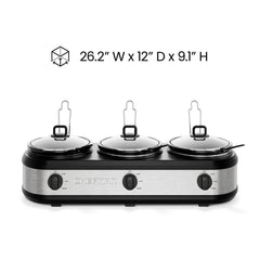 Chefman Stainless Steel Triple Slow Cooker & Buffet Server - USA MEGA SHOP