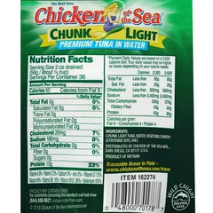 Chicken of the Sea, Chunk Light Premium Tuna in Water, 7 oz, 12-Count