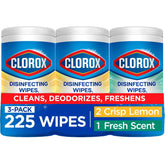Clorox Disinfecting and Cleaning Wipes, Crisp Lemon and Fresh Scent, 75 Count Each, 3 Pack - USA MEGA SHOP