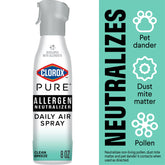 Clorox PURE Allergen Neutralizer Daily Air Spray, Clean Breeze, 8 oz Bottle