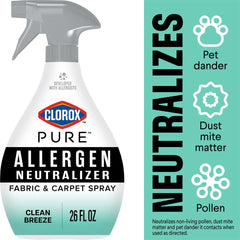 Clorox PURE Allergen Neutralizer Fabric and Carpet Spray, Clean Breeze, 26 fl. oz. Spray Bottle
