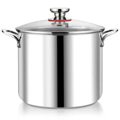Coliware 12QT Stainless Steel Stock Pot with Glass Lid, 18/10 Food-Grade Material, 3-Ply Bottom, Induction Compatible, Dishwasher Safe