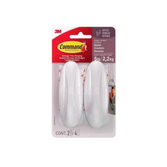 Command Designer Hooks, Large, White, 2 Hooks, 4 Strips, Holds 5 Lbs