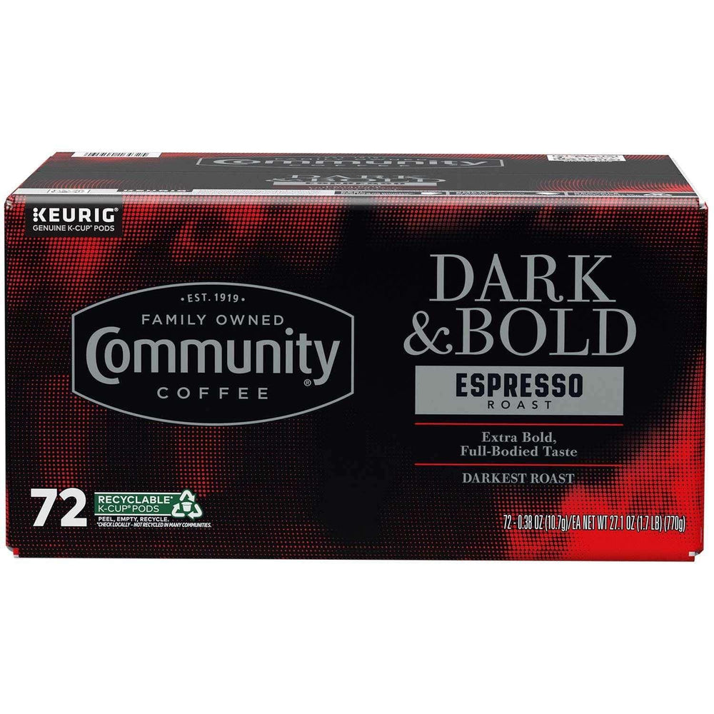 Community Coffee Dark and Bold Espresso Darkest Roast Coffee Pods, 72 ct. - USA MEGA SHOP