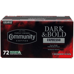 Community Coffee Dark and Bold Espresso Darkest Roast Coffee Pods, 72 ct. - USA MEGA SHOP