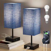 Comzler Bedside Table Lamp Set of 2, Navy Blue Lamps for Bedroom Decor 3-Way Dimmable Touch Lamp with USB C+A Charging Ports LED Bulb Included - USA MEGA SHOP