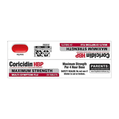 Coricidin Maximum Strength Multi-Symptom Flu Relief Tablets for High Blood Pressure, Decongestant-Free, 48 Count