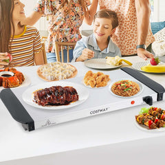 Costway Electric Buffet Server Food Warmer with 3 Removable Trays Adjustable Tempered