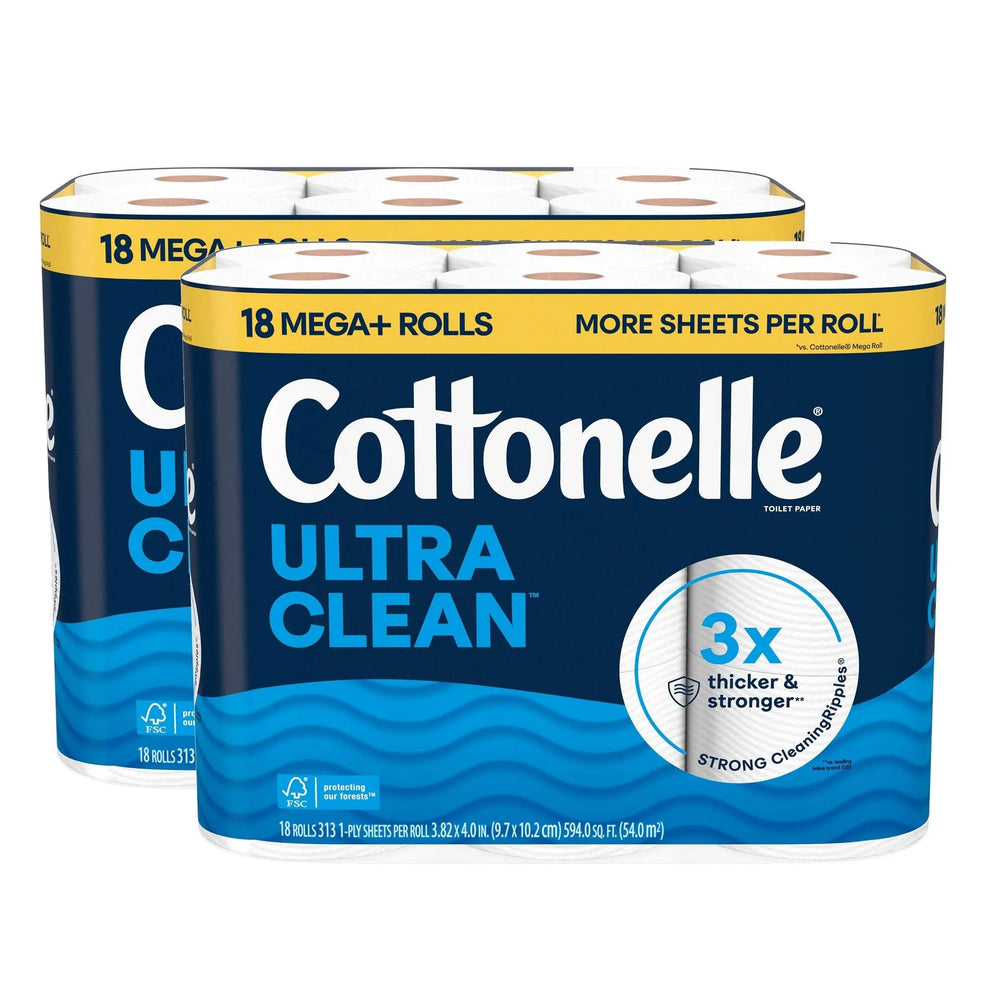 Cottonelle Ultra Clean Bath Tissue, 1-Ply, 313 Sheets, 36 Rolls - USA MEGA SHOP