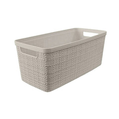 Curver Jute Narrow Beige Plastic Decorative Storage Basket, 13.6 in x 6.7 in x 5.7 in