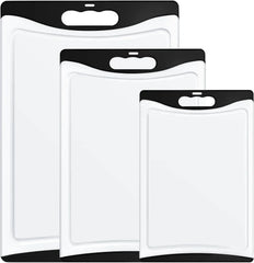 Cutting Boards for Kitchen, Plastic Cutting Board Set of 3, Dishwasher Safe Cutting Boards w/Juice Grooves for Meat, Veggies, Easy Grip Handle, Serveware Accessories