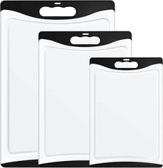 Cutting Boards for Kitchen, Plastic Cutting Board Set of 3, Dishwasher Safe Cutting Boards w/Juice Grooves for Meat, Veggies, Easy Grip Handle, Serveware Accessories - USA MEGA SHOP