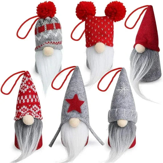 D-FantiX Gnome Christmas Ornaments Set of 6, Handmade Swedish Tomte Gnomes Decorative Ornaments Plush Christmas Decorations Tree Hanging Scandinavian Santa Elf Home Table Decor 2025 - USA MEGA SHOP