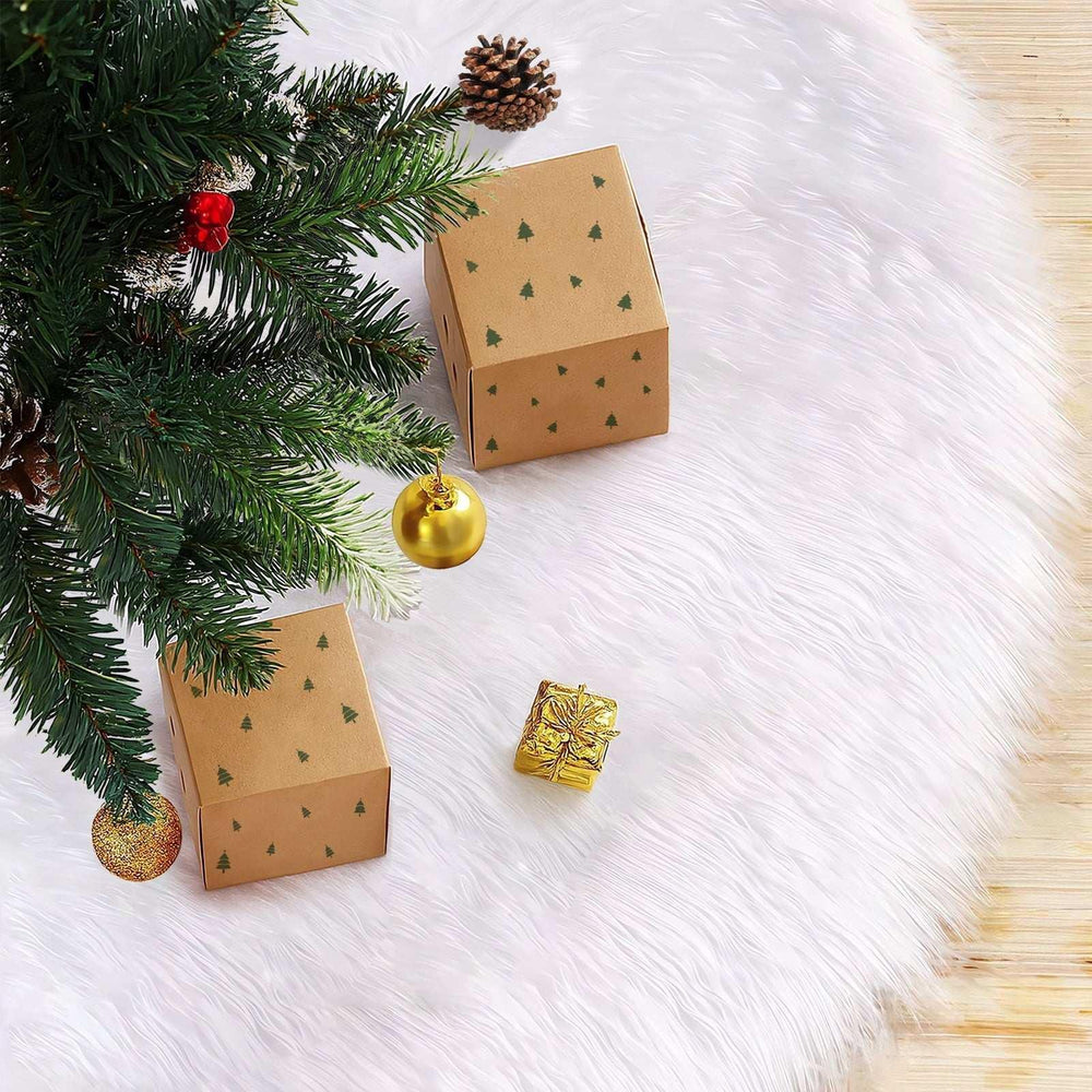 DAKIMOE Christmas Tree Skirt White Plush Skirts Xmas Decorations for Merry Christmas Party Faux Fur, 30 inches - USA MEGA SHOP