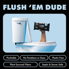 DUDE Wipes Fragrance Free Plus Odor Control, XL Wet Wipes, 48 Count, 5 Pack