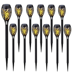 Deck Impressions 15" Solar Flaming Tiki Torch Lights, 12-Pack