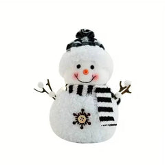 Decorative Plush Ornament with Checkered Hat & Scarf, Multi-Pose Holiday Decor