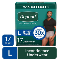 Depend Fresh Protection Incontinence Underwear for Men, Adult Diapers, L, 28 Count