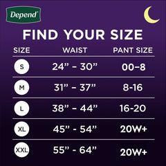 Depend Night Defense Incontinence Underwear for Women, Adult Diapers, L, 14 Count