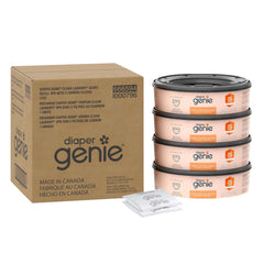 Diaper Genie Clean Laundry Scent Round Refill 4-pack, 1080-count, Plus 2 Carbon Filters