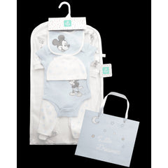 Disney Newborn Baby Layette Set - 6 Piece Disney Bodysuit Coveralls Sweatpants, Hat, Gift Bag (0-6M)
