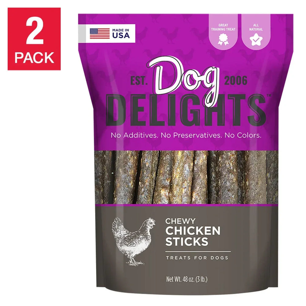 Dog Delights Chewy Chicken Sticks 48oz, 2-pack - USA MEGA SHOP