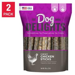 Dog Delights Chewy Chicken Sticks 48oz, 2-pack - USA MEGA SHOP