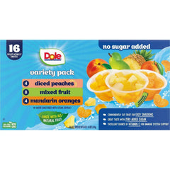 Dole No Sugar Added Mixed Fruit Variety Pack, 4 oz., 16 pk. - USA MEGA SHOP