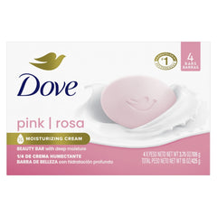 Dove Beauty Bar Women's Bath Soap Gentle Pink Rosa Moisturizing All Skin, 3.75 oz 4 Bars