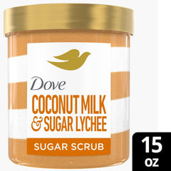 Dove Body Scrub Coconut & Sugar Lychee, 15 oz (2 PACK )