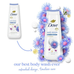 Dove Body Wash for Women Moisturizing Anti-Stress Blue Chamomile & Oat Milk Cleanser All Skin, 20 oz