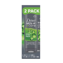 Dove Men Care Body Wash for Men's Skin Care Extra Fresh Effectively Washes Away Bacteria While Nourishing Your Skin, 18 fl oz 2 Count