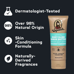 Dr. Squatch Mens Moisturizing Shave Butter, Easy Glide Natural Thick & Creamy Shaving Butter for Men, Coconut Castaway, 6 fl Oz