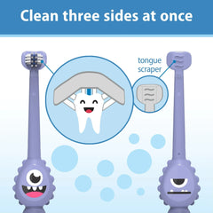 Dr. Brown's ToothScrubber Toothbrush, 3-Sided, Color Changing Bristles, Suction Base, Purple, 1-4Y