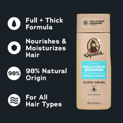 Dr. Squatch Full & Thick Mens Hydrating Shampoo, Thickening Natural Sulfate Free Shampoo for Men, Coconut Castaway, 11 fl Oz (PACK OF 3 )