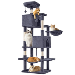 EDX 44" Cat Tree Tower for Indoor Cats, Multi-Level Durable Climbing Tower, Pet House with Natural Sisal Scratching Post, Cozy Condo, Extended Platform, Kitten Toy and Hammock, Beige