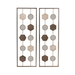 Elements Set of 2 Metal Geometric Wall Décor Panels - USA MEGA SHOP