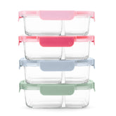 Ello Color Lock 8pc 3.4 Cup Divided Glass Meal Prep Set