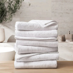 Enova Recycled Cotton Bath Towels for Hospitality and Home, White, Set of 6 - USA MEGA SHOP