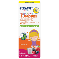 Equate Children’s Ibuprofen Oral Suspension, 100 mg/5 mL, Berry Flavor, Ages 2 to 11 Years, 8 fl oz