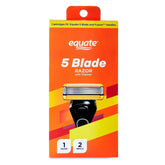 Equate Men's 5-Blade Razor with Trimmer and 2 Cartridge Refills, Black