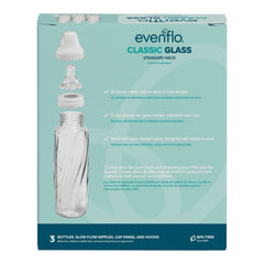 Evenflo Classic BPA-Free Glass Baby Bottles - 8 Fl oz, Clear