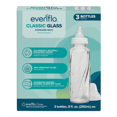 Evenflo Classic BPA-Free Glass Baby Bottles - 8 Fl oz, Clear