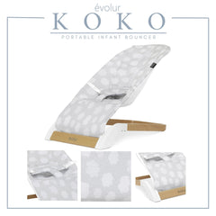 Evolur Koko Portable Infant Bouncer in Light Gray Breathable Fabric