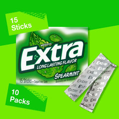 Extra Spearmint Sugar Free Chewing Gum Bulk Pack 15 pcs., 10 pk. - USA MEGA SHOP