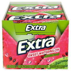 Extra Sugar Free Chewing Gum, Sweet Watermelon, Slim Pack, 15 Sticks, 10-Count