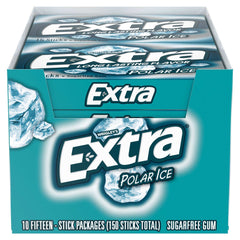 Extra Sugar Free Gum, Polar Ice Chewing Gum, 15 Sticks, 10-count