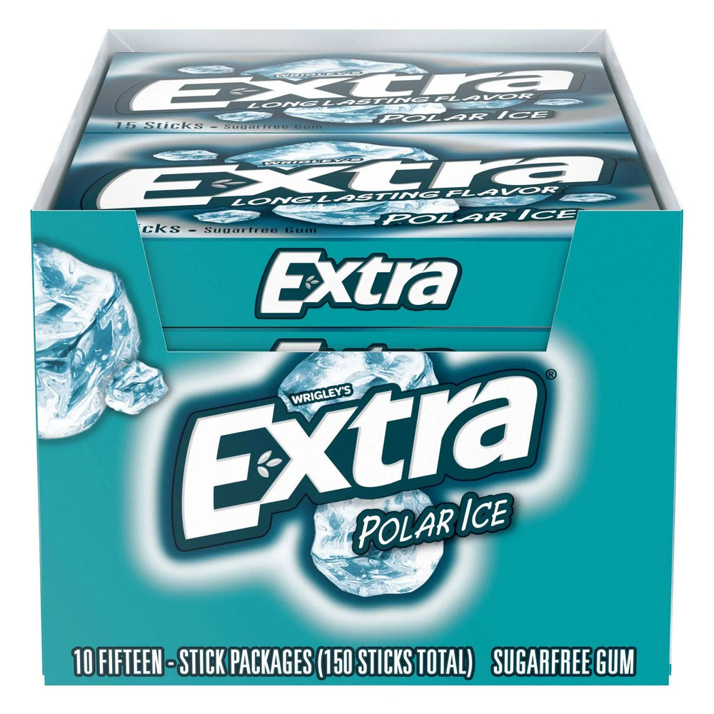 Extra Sugar Free Gum, Polar Ice Chewing Gum, 15 Sticks, 10-count - USA MEGA SHOP