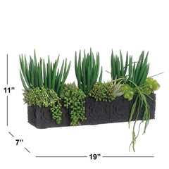 Faux Succulent Arrangement in Cement Planter - USA MEGA SHOP